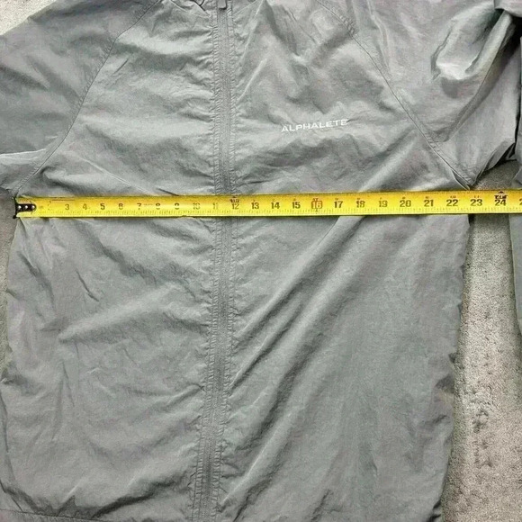 ALPHALETE Jacket Mens Large Light Gray Endure Full Zip Windbreaker Nylon Workout - Picture 3 of 7